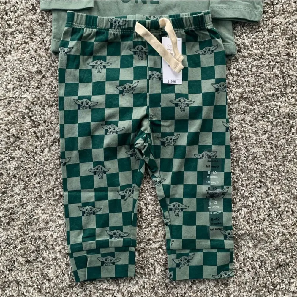 NWT Baby Gap Star Wars Baby Grogu Bodysuit and Pull on Pants in Gasoline Green